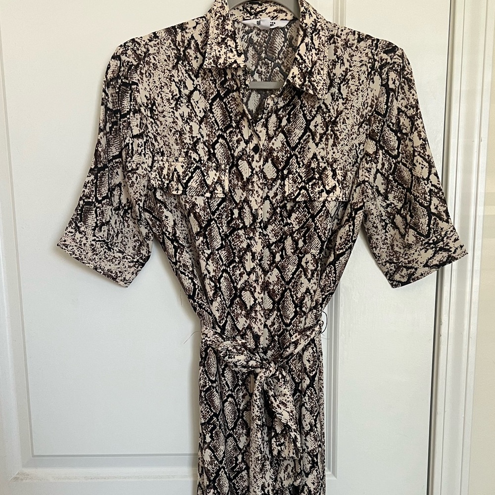 Long, bottom down snake print dress by BB Dakota by Steve Madden